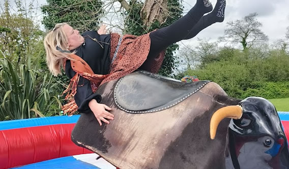 Rodeo bull ride hire in Carmarthen for wedding entertainment