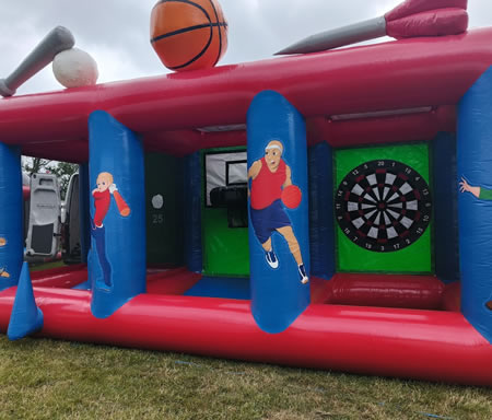 Inflatable Basketball, Darts, Baseball Game Hire 3-in-1 Inflatable Sports Game Wales