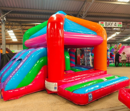 Summer Multiplay Activity Castle with 2 Lane Slide and Bish & Bash Summer Multiplay Activity Castle Hire Wales