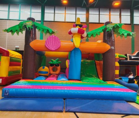 Kids enjoying summer castle